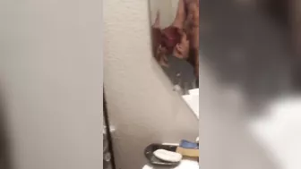 Tx Latina sucks my dick on Toilet