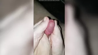 Wife lets hubby lick his cum off of her feet and toes