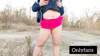 chubby bbw hotwife in pantyhose masturbates outdoors pissing orgasm