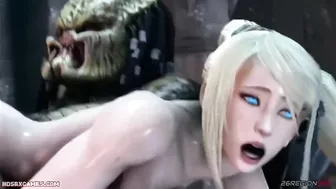 Metroid Samus aran pussy destroyed by predator