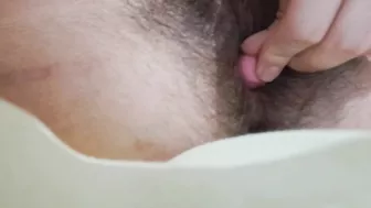 hairy girl using vibrator