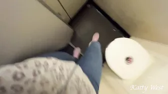 Extreme on plane. Teen girl took off her panties and pee in public