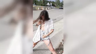 Getting topless and flashing my ass in the middle of the road