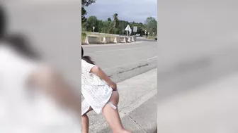 Getting topless and flashing my ass in the middle of the road