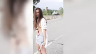 Getting topless and flashing my ass in the middle of the road