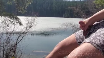 Her warm hands stroked my cock at the ICY lake seconds before a hiker passed - Our Spicy Adventures