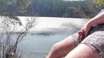 Her warm hands stroked my cock at the ICY lake seconds before a hiker passed - Our Spicy Adventures