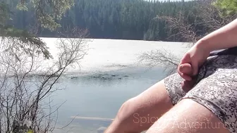 Her warm hands stroked my cock at the ICY lake seconds before a hiker passed - Our Spicy Adventures