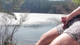 Her warm hands stroked my cock at the ICY lake seconds before a hiker passed - Our Spicy Adventures