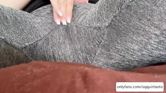 Squirting in my grey leggings after workout