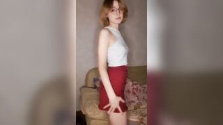 Beautiful ass and hot pussy under a short red skirt