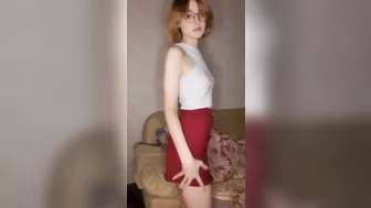 Beautiful ass and hot pussy under a short red skirt