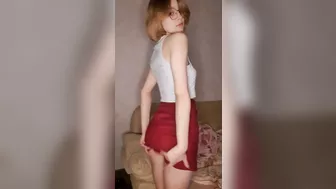 Beautiful ass and hot pussy under a short red skirt