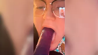 pretty teen whore sucks dildo off