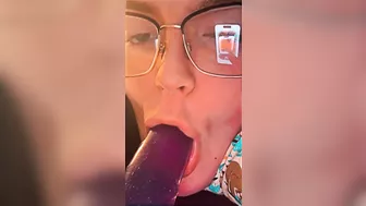 pretty teen whore sucks dildo off