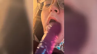 pretty teen whore sucks dildo off