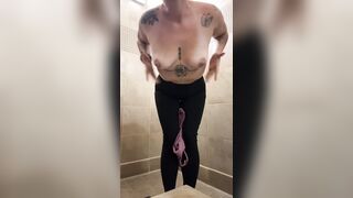 Horny gym babe masterbating in lockeroom shower