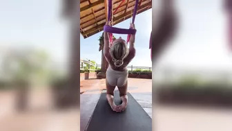 Gym girl works on flexibility - stretchy girl