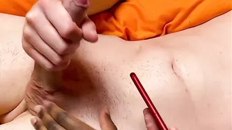 Hot Black Slut Gives BWC Hot Guy Hand Job While Watching Porn With Cum Shot