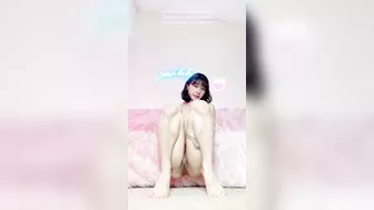 Cute fit squatting Asian girl pleasures her big clit while dripping pussy juices