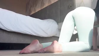 Hot girl stretches during yoga! Footfetish