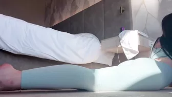 Hot girl stretches during yoga! Footfetish