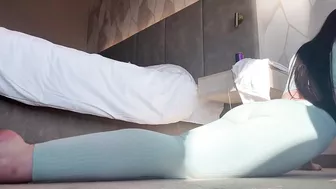 Hot girl stretches during yoga! Footfetish