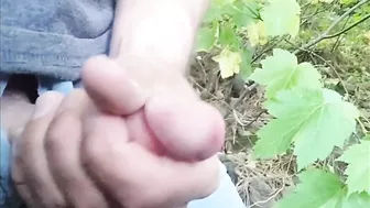 Dripping and cumming in the woods slow motion