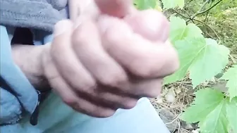 Dripping and cumming in the woods slow motion