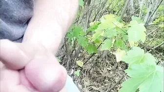 Dripping and cumming in the woods slow motion