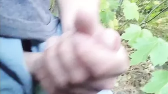 Dripping and cumming in the woods slow motion