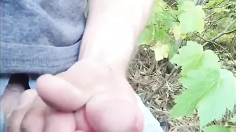 Dripping and cumming in the woods slow motion