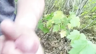 Dripping and cumming in the woods slow motion