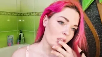 Deepthroat dick in a mouth of sexy girl drooling all face