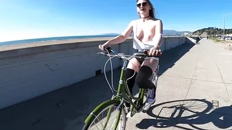 Biking in the wind and my tits keep poking out!