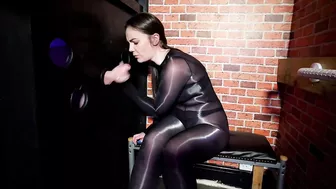 First Time at the Gloryhole in a Nylon Bodystocking and I Filled My Mouth with Cum - April Feelix