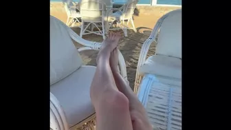 giantes worship big toes big legs in beach outdoor