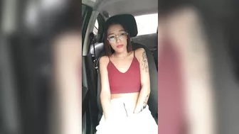 I'm in the car with my friend and I start touching my pussy and my tits