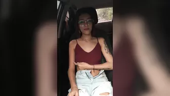 I'm in the car with my friend and I start touching my pussy and my tits