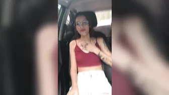 I'm in the car with my friend and I start touching my pussy and my tits