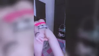 I record myself fucking my pussy on all fours with my dildo alone in my room