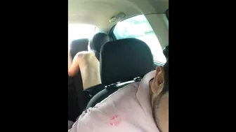 two naughty girls riding their dildos in the back seat of the uber