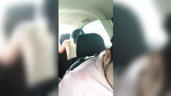 two naughty girls riding their dildos in the back seat of the uber