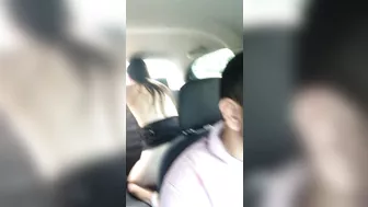 two naughty girls riding their dildos in the back seat of the uber