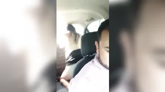 two naughty girls riding their dildos in the back seat of the uber