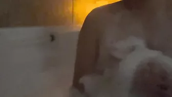 Playing with my perky boobs in the bath