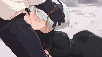 2B sucks cock down throat