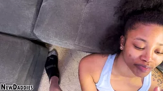 Ebony Step Sis Face Fucked, Drinks White Boy Cum Later