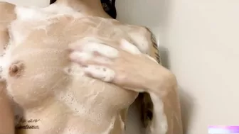 Naughty Emily Hope cumming in the shower