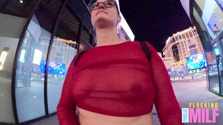 Flashing my tits in see through top in Vegas - Public Flashing MILF